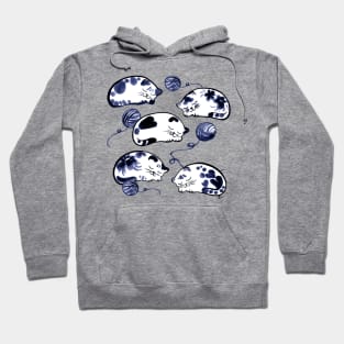 Sleeping cats with wool ball (blue) Hoodie